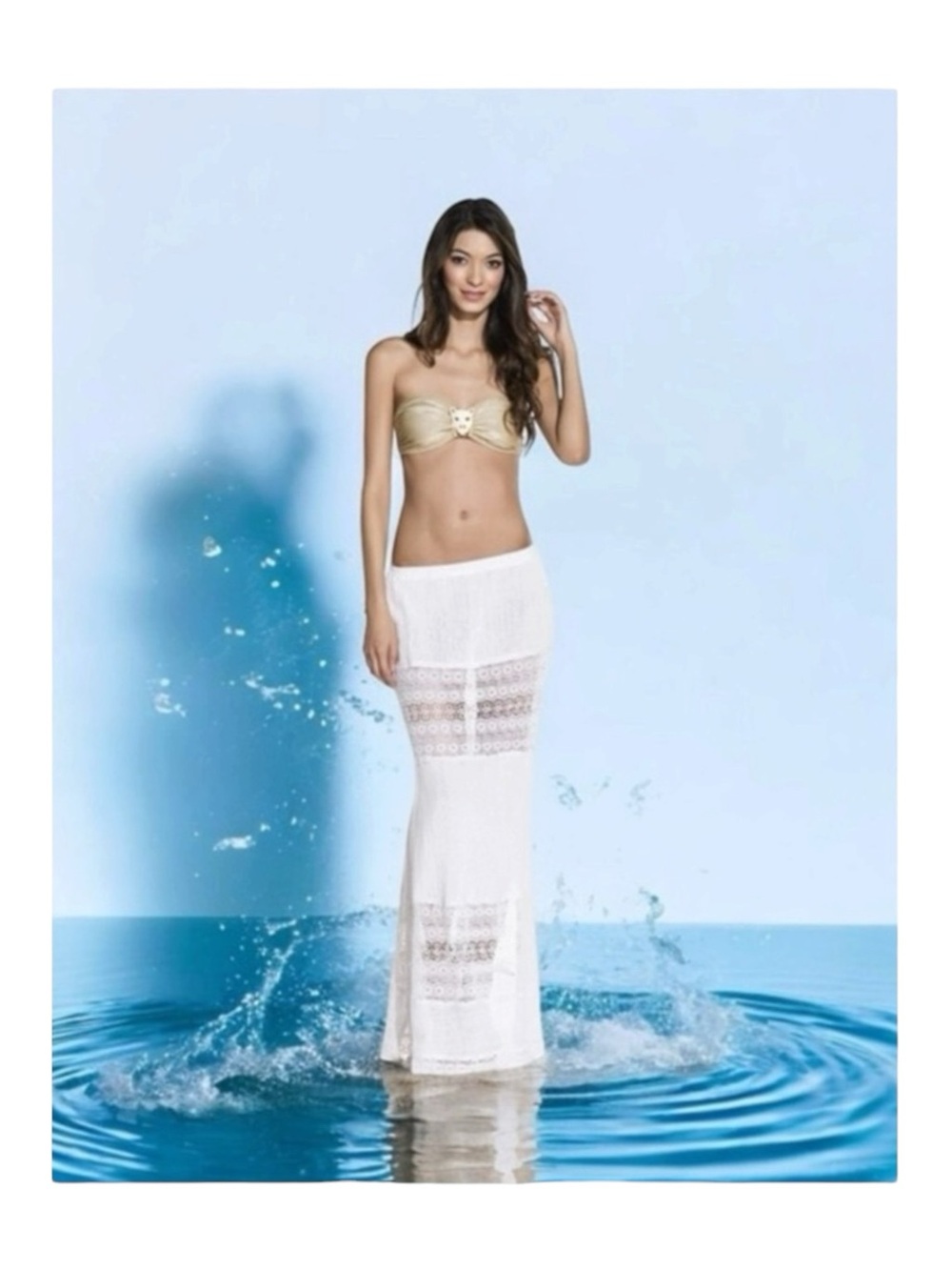 OndadeMar Swimwear ☀︎︎ Luxe Maxi Crochet Skirt with Side Slits ☀︎︎ White ☀︎︎ S